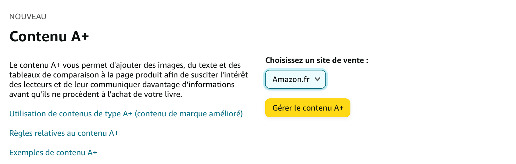 contenu a+ amazon kdp