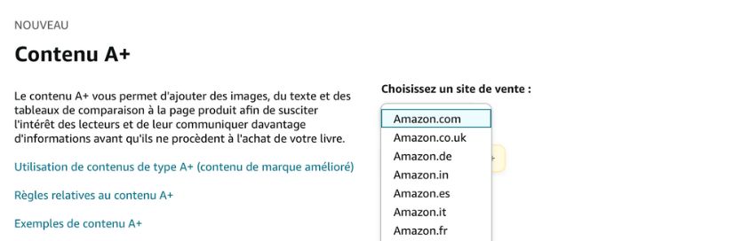 contenu a+ amazon KDP